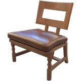 Vintage Leather and Oak Lounge Chair by VanLeigh