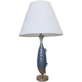 1950's Mexican Enamel And Brass Fish Lamp
