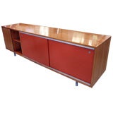 George Nelson Low Credenza with Orange Lacquer Doors