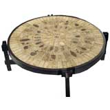 Circular Ceramic Coffee Table by R. Capron (jointed legs)