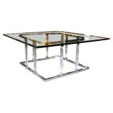Charles Hollis Jones Chrome and Lucite Coffee Table