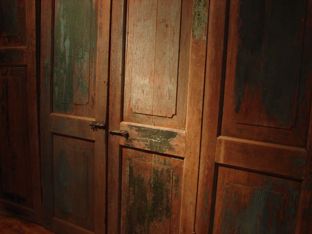 Thai set of five antique teak wood doors from a food shop For Sale