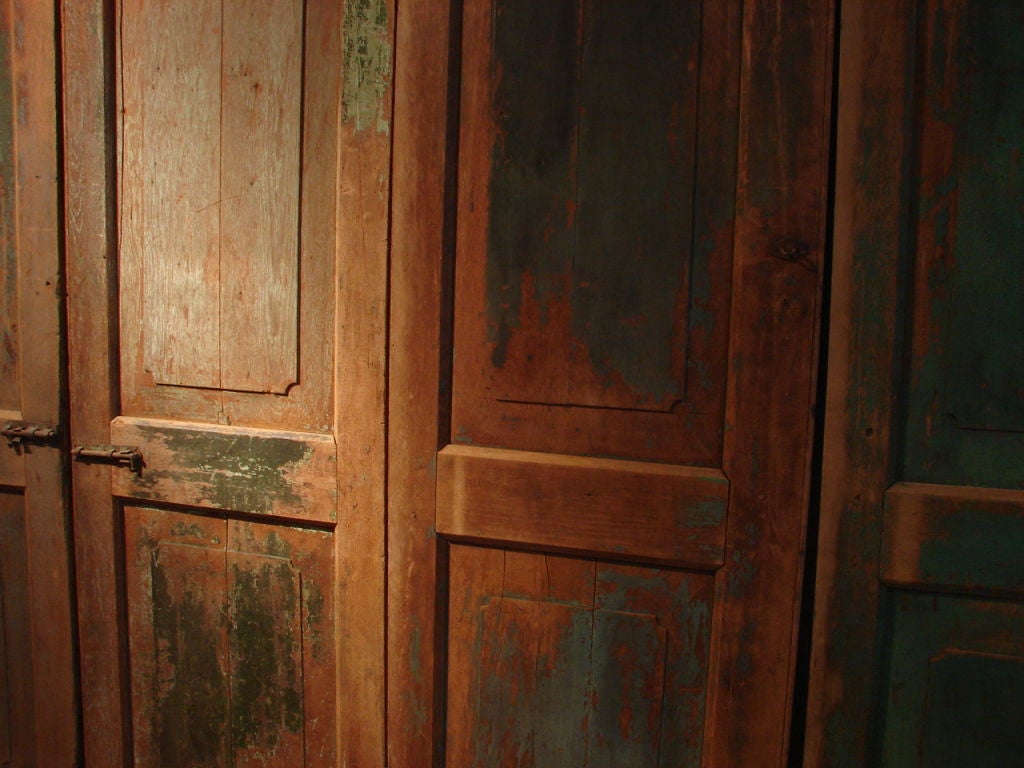 20th Century set of five antique teak wood doors from a food shop For Sale