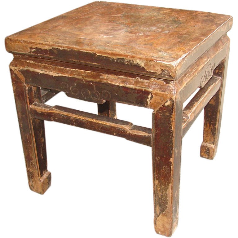Antique distressed stools / end tables traces of lacquer