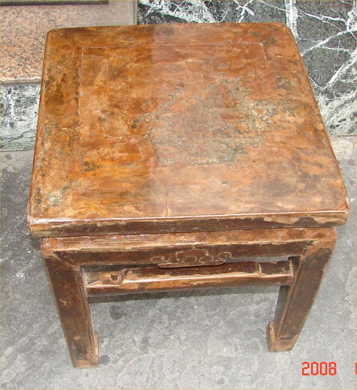 Chinese Antique distressed stools / end tables traces of lacquer