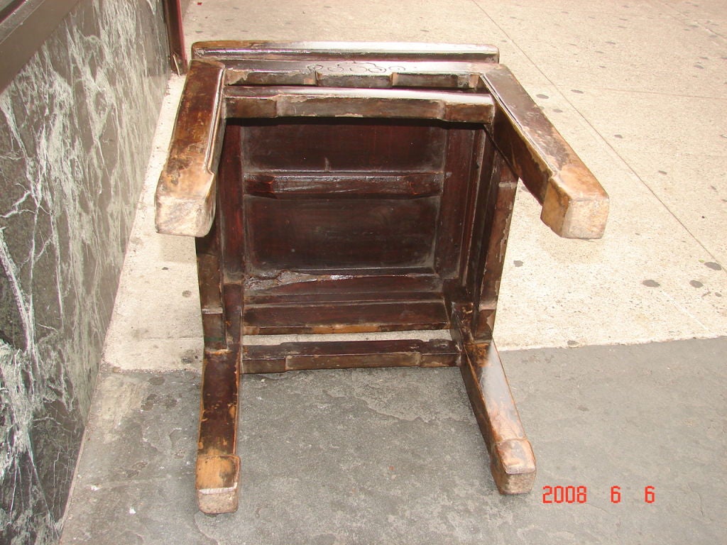 Antique distressed stools / end tables traces of lacquer 2