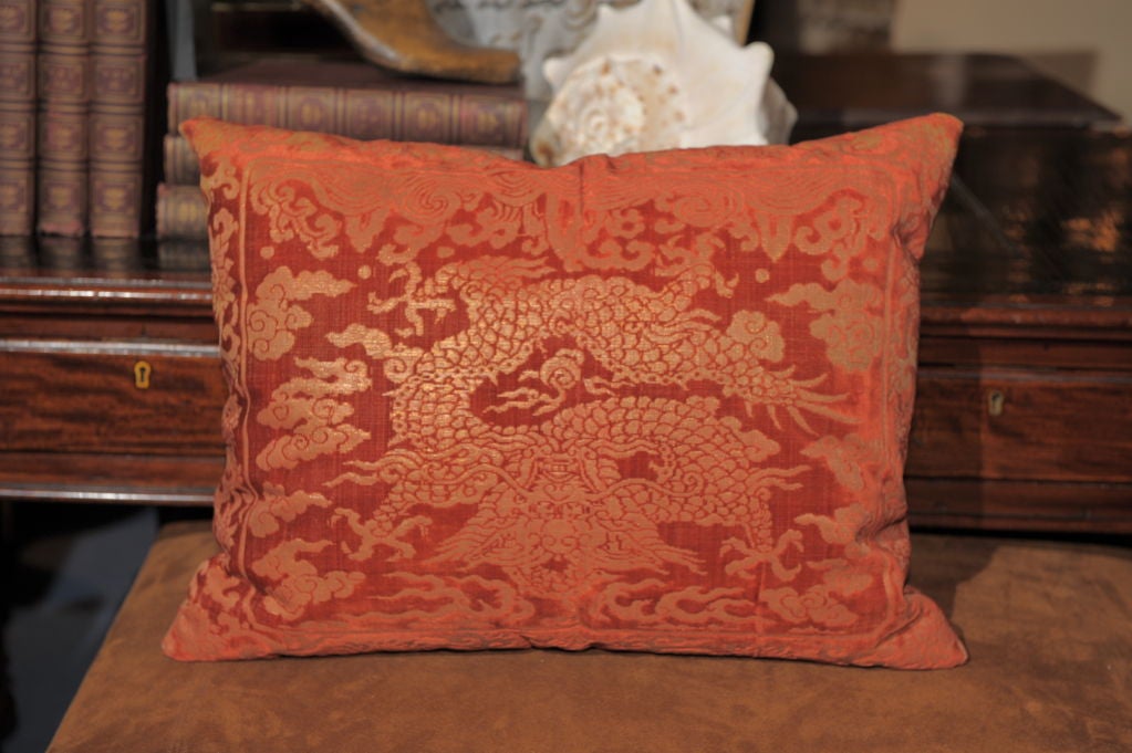 Fabric Pair of  Art Nouveau Style French Cut Velvet Pillows