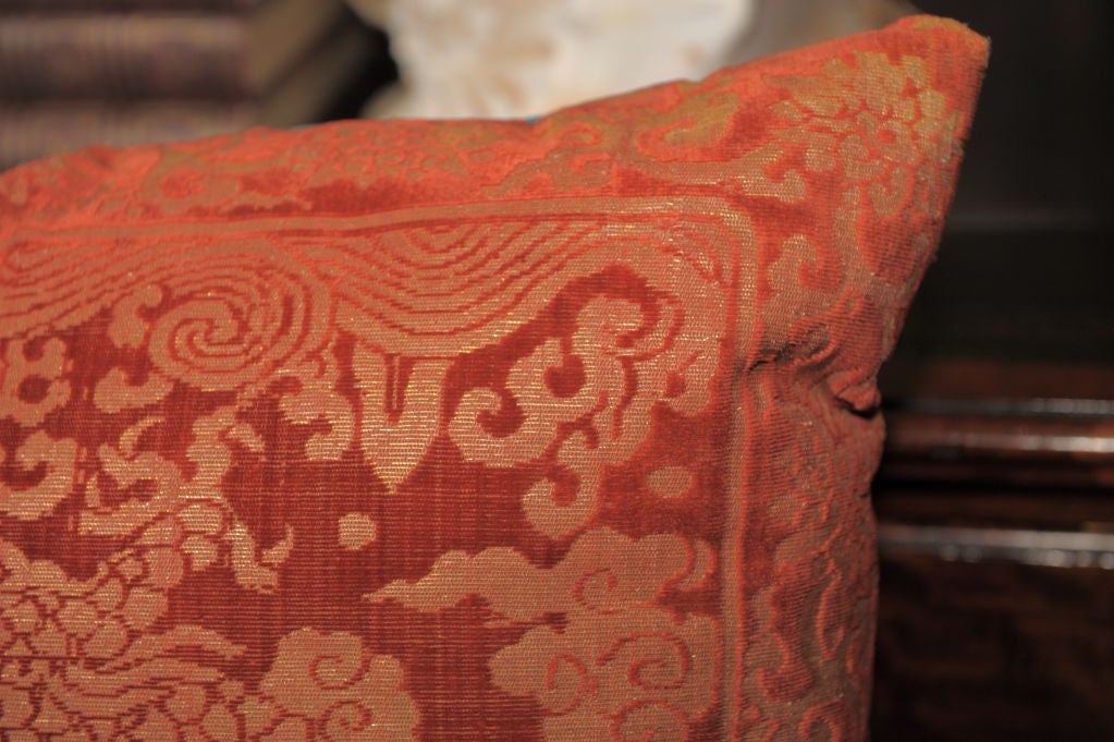 Pair of  Art Nouveau Style French Cut Velvet Pillows 1