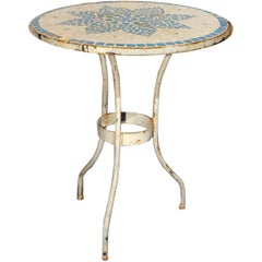 Vintage Art Nouveau Mosaic and Painted Iron Table