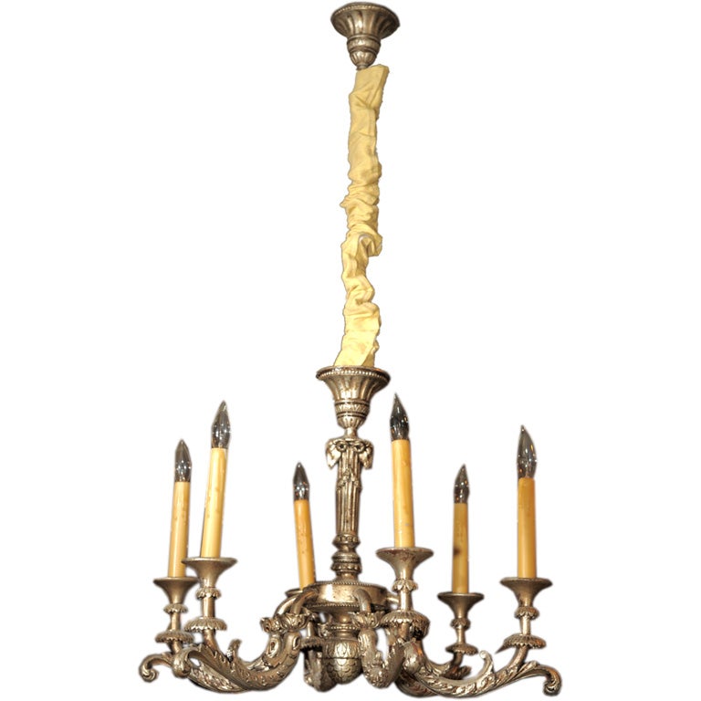 Louis XVI Style Parcel Silver Gilt 6-Lite Chandelier