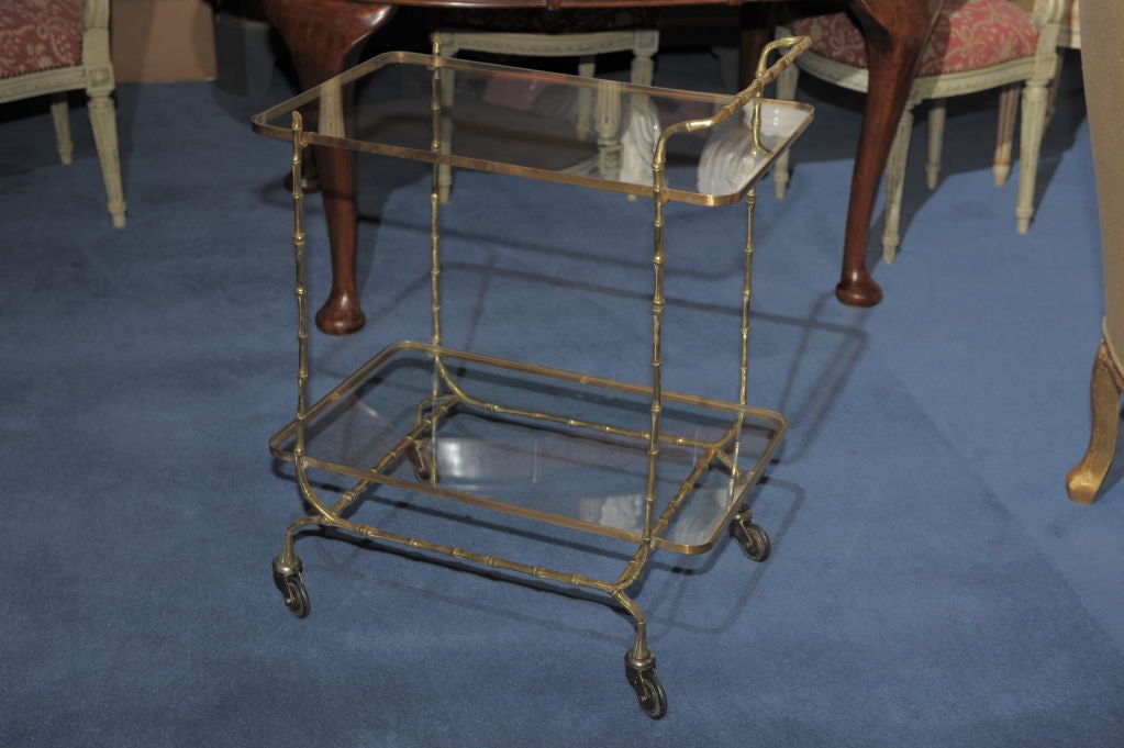 French Faux Bamboo Two Tier  Metal Serving Cart