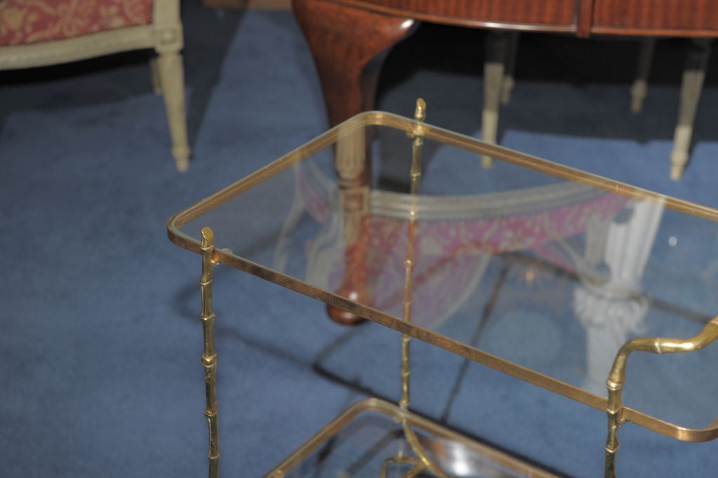 20th Century Faux Bamboo Two Tier  Metal Serving Cart