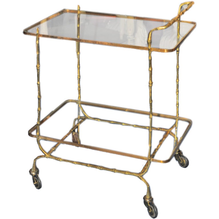 Faux Bamboo Two Tier  Metal Serving Cart