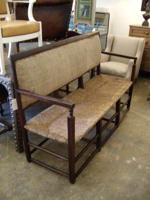 French Provincial 18th Century Rush Seat Bench