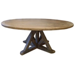 Round Walnut Dining Table with Painted Base Round Walnut Dining Table with Painted Base