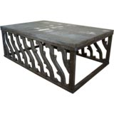 Zinc Topped Coffee Table with Wood Base