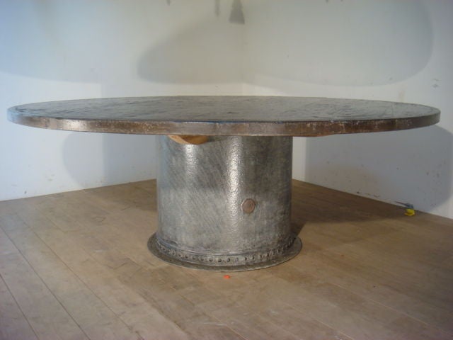 Round Walnut Top Dining Table