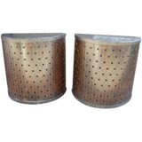 Pair of Perforated Iron Demi Lune Consoles