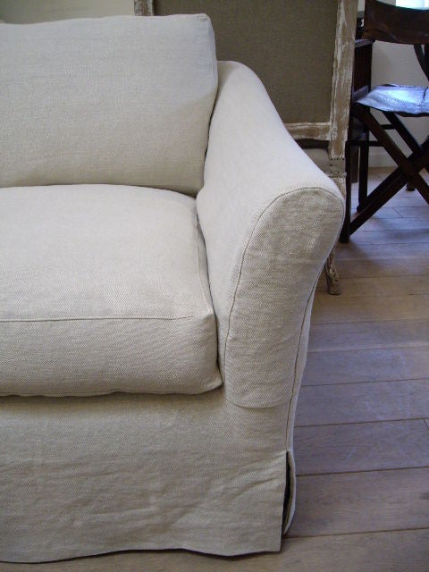 Linen Slip Covered Sofa 2