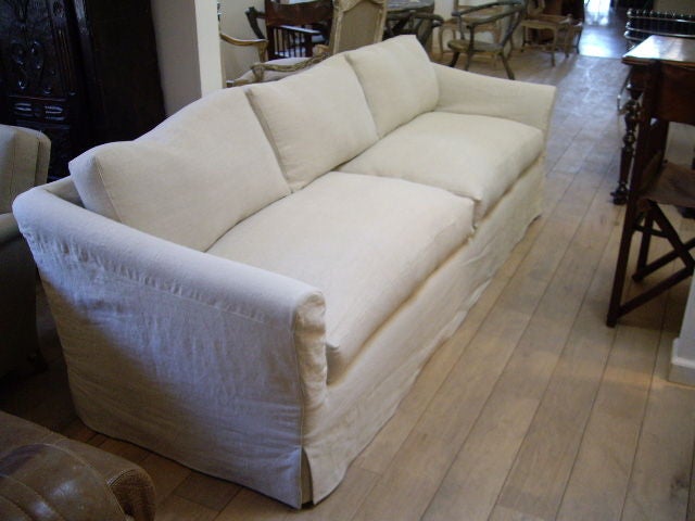 Linen Slip Covered Sofa 5