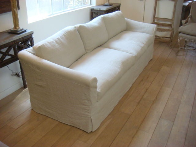 French Linen Slip Covered Sofa