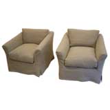 Pair of Linen Slip Covered Chairs