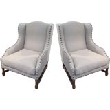 Pair of Upholstered Wingback Armchairs
