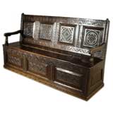 Carved Oak Bench Antique Carved Oak Bench