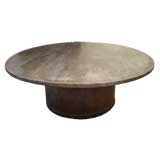 Round Walnut Dining Table on Iron Base Round Walnut Dining Table on Iron Base