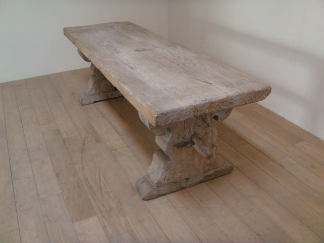 Oak Table with Trestle Base