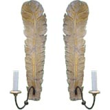 Pair of Paper Mache Feather Sconces