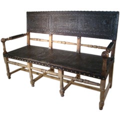 Leather and Bleached Walnut Bench