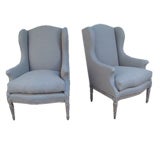 Pair of Upholstered Wingchairs