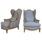 Pair 19th Century Large Scale Armchairs