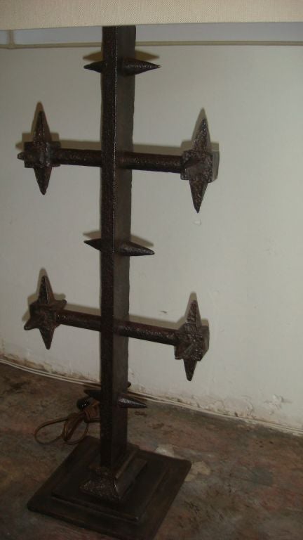 Pair of Iron Spike Lamps