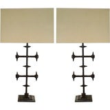 Pair of Iron Spike Lamps