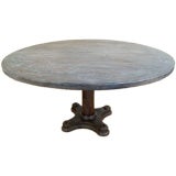Round Walnut Top Table with Iron Base