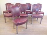 Set of 8 French 1940
s Leather Dining Chairs