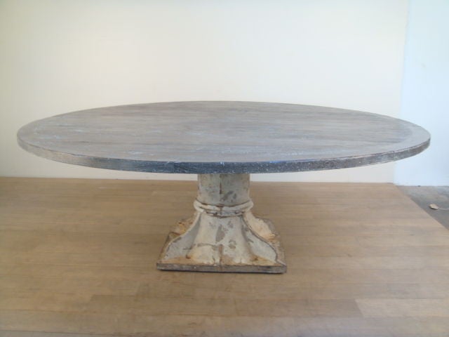 Round Walnut Table with Iron Base 5