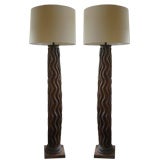 Antique Pair 18c Column Floor Lamps