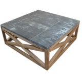 square oak and zinc coffee table