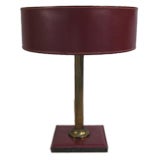 red leather table lamp