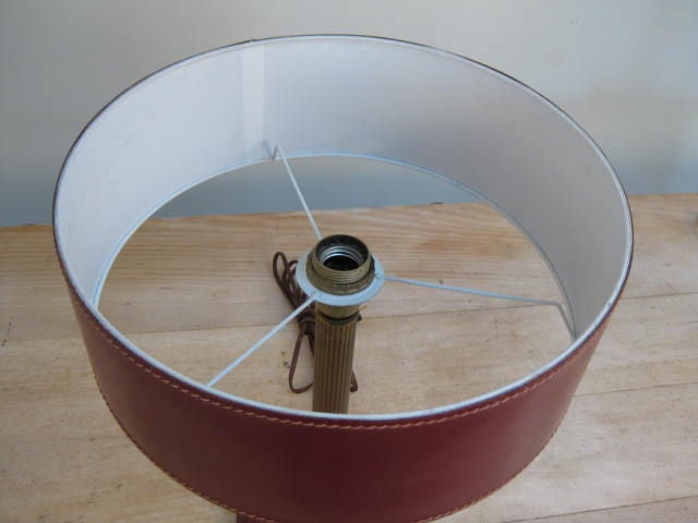 red leather table lamp