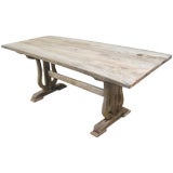 walnut table with lyre base