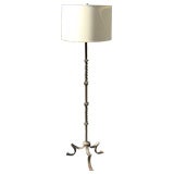 iron floor lamp with linen shade