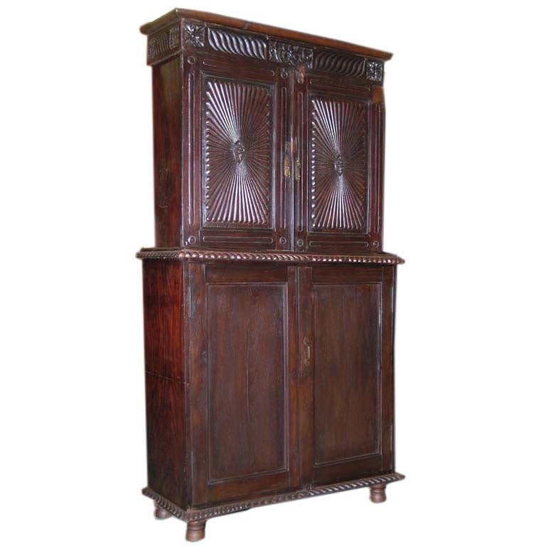 British Colonial Hutch, Buffet in two Parts at 1stDibs
