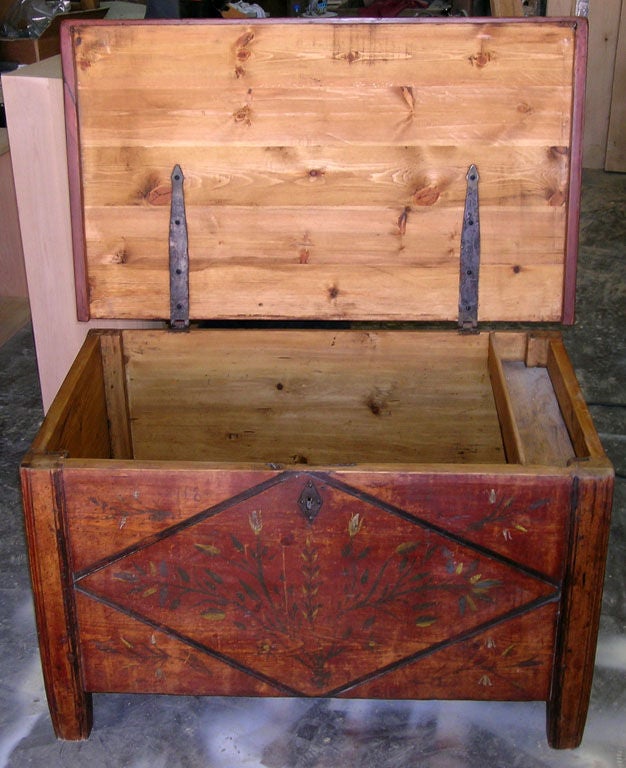 Birch Painted Hope Chest circa 1855 with Original Paint