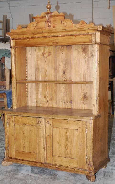Antique Hutch. We have modified this cabinet so that it has an adjustable or removable shelf (we can add more shelves). This piece can also be used to house a flat screen TV. The upper shelf is 43 x 12.5. Lower shelf is 43 x 20.5.

We have other