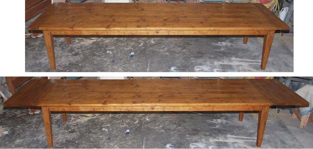 Country Expandable Harvest Table in Reclaimed Pine, Built to Order by Petersen Antiques For Sale