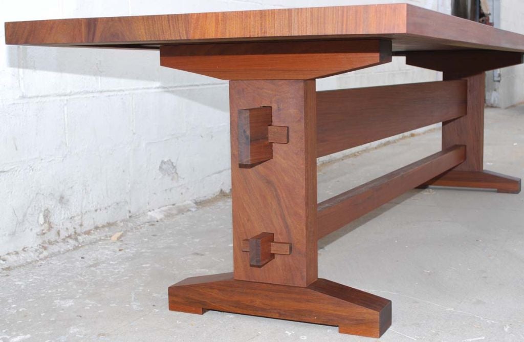 Outdoor Dining Table in Solid Ipe' Wood, Custom Made by Petersen Antiques In Excellent Condition For Sale In Los Angeles, CA